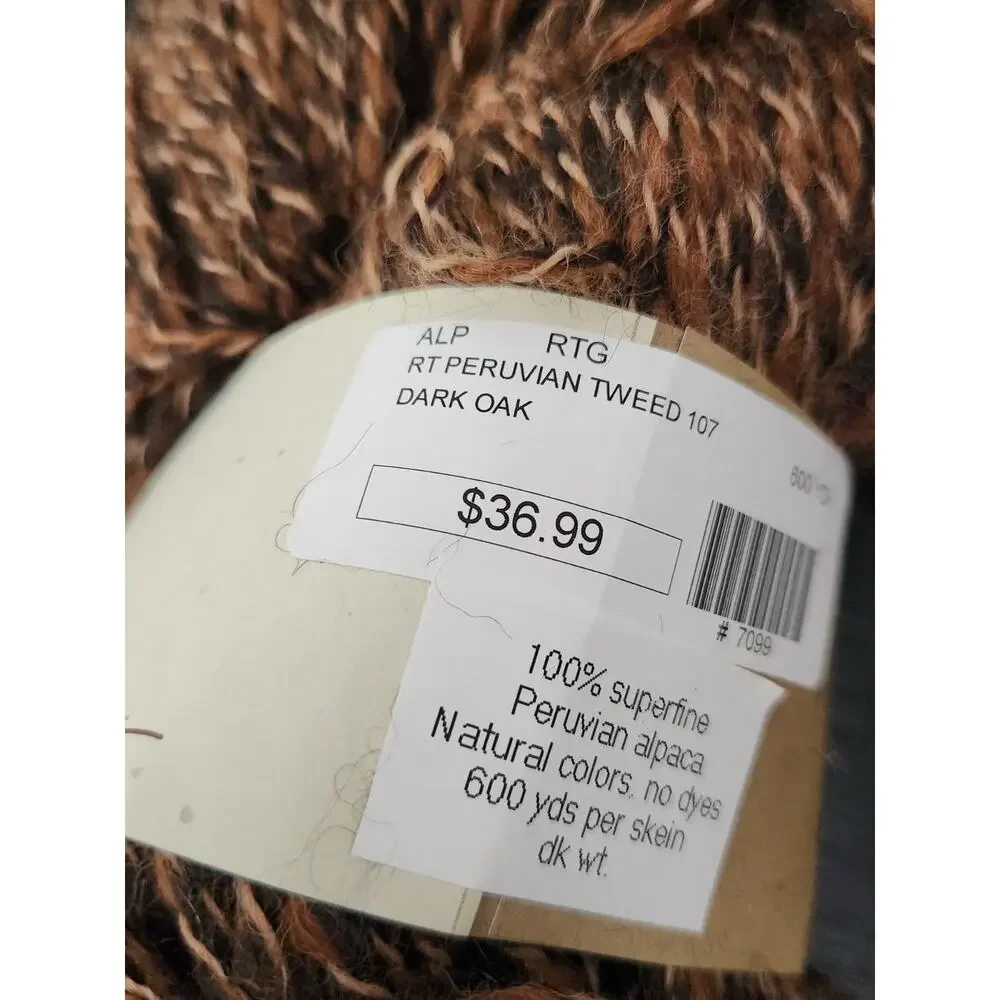 Robin Turner Peruvian Tweed Yarn Lot Alpaca DK Dark Oak 600 Yds Lot Of 2